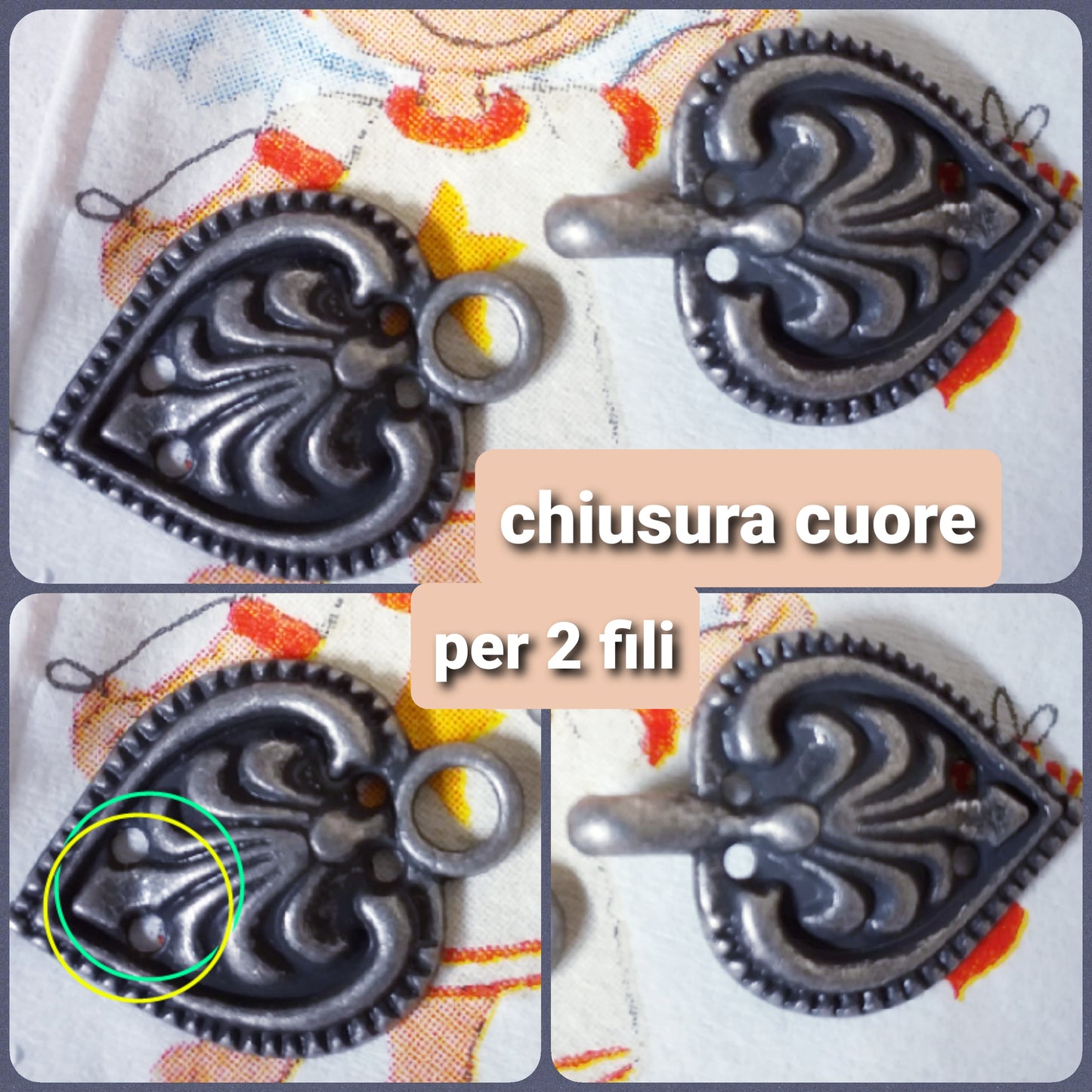 chiusure gioielli collane bracciali di perle per 2 4 fili forma cuore colore argento antico