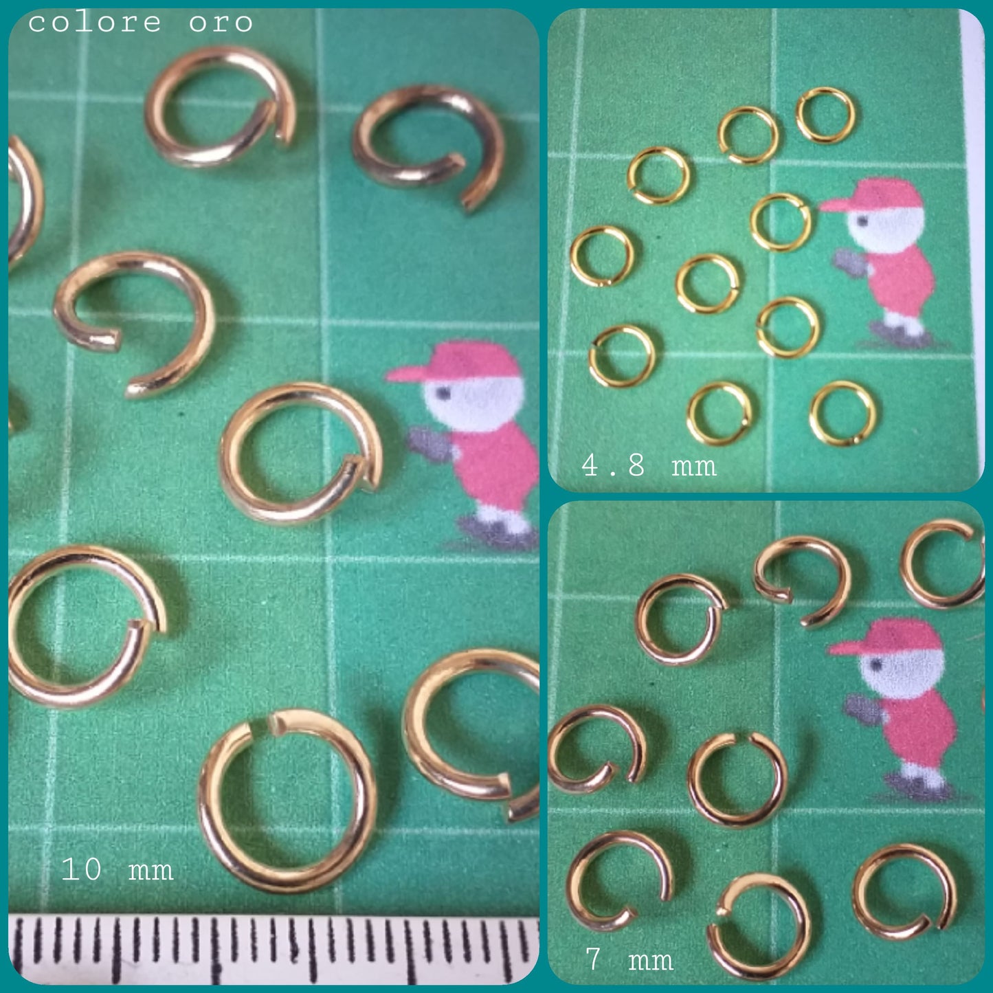 colore oro componenti di metallo per creazione gioielli bigiotteria orecchini portachiavi collane bracciali anellini apribili non saldati