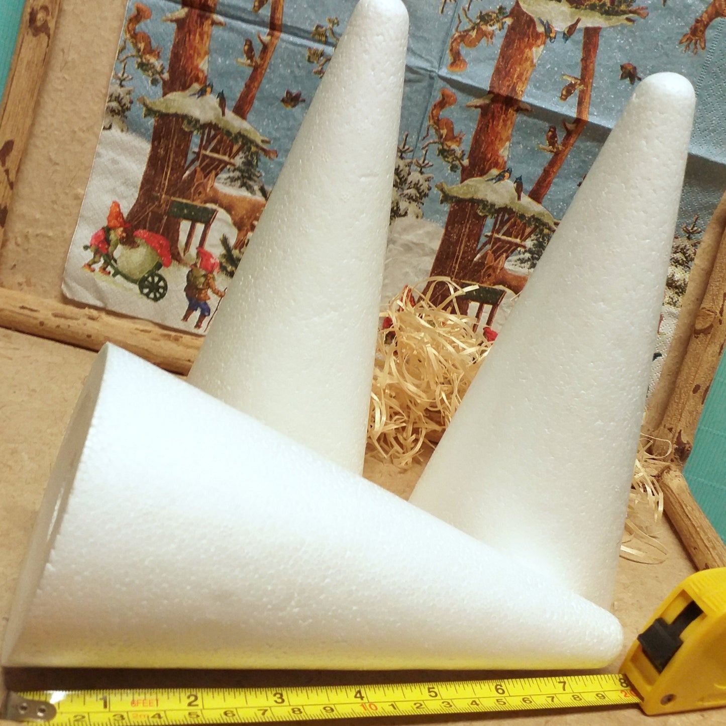 20 cm grandi alberi polistirolo forma coni pini natale basi uso craft fai da te alberelli abete gnomi natalizi bambole feltro pannolenci folletti del bosco pupazzi