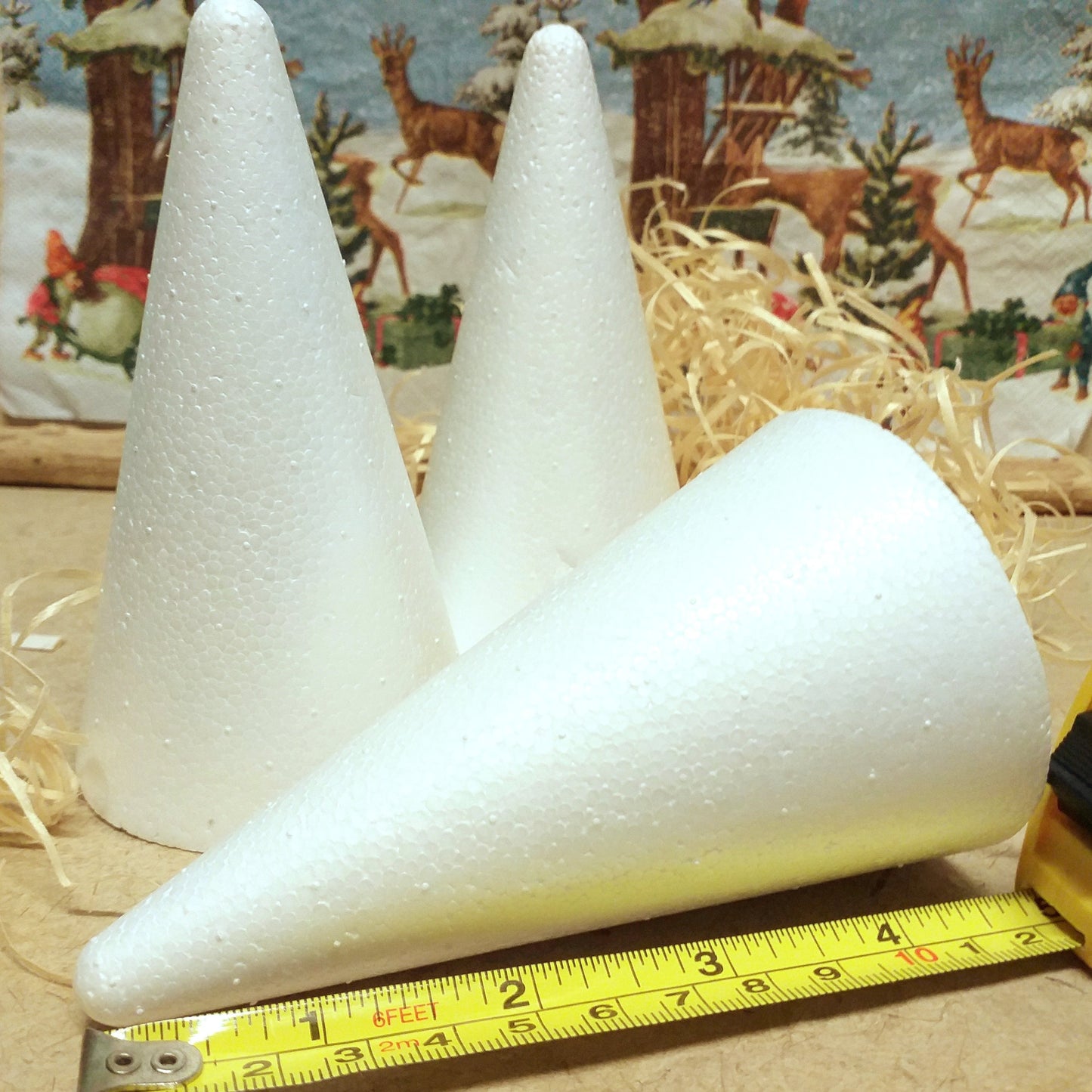 alberi polistirolo 12 cm medi forma coni pini natale basi uso craft fai da te alberelli abete gnomi natalizi bambole feltro pannolenci folletti del bosco pupazzi
