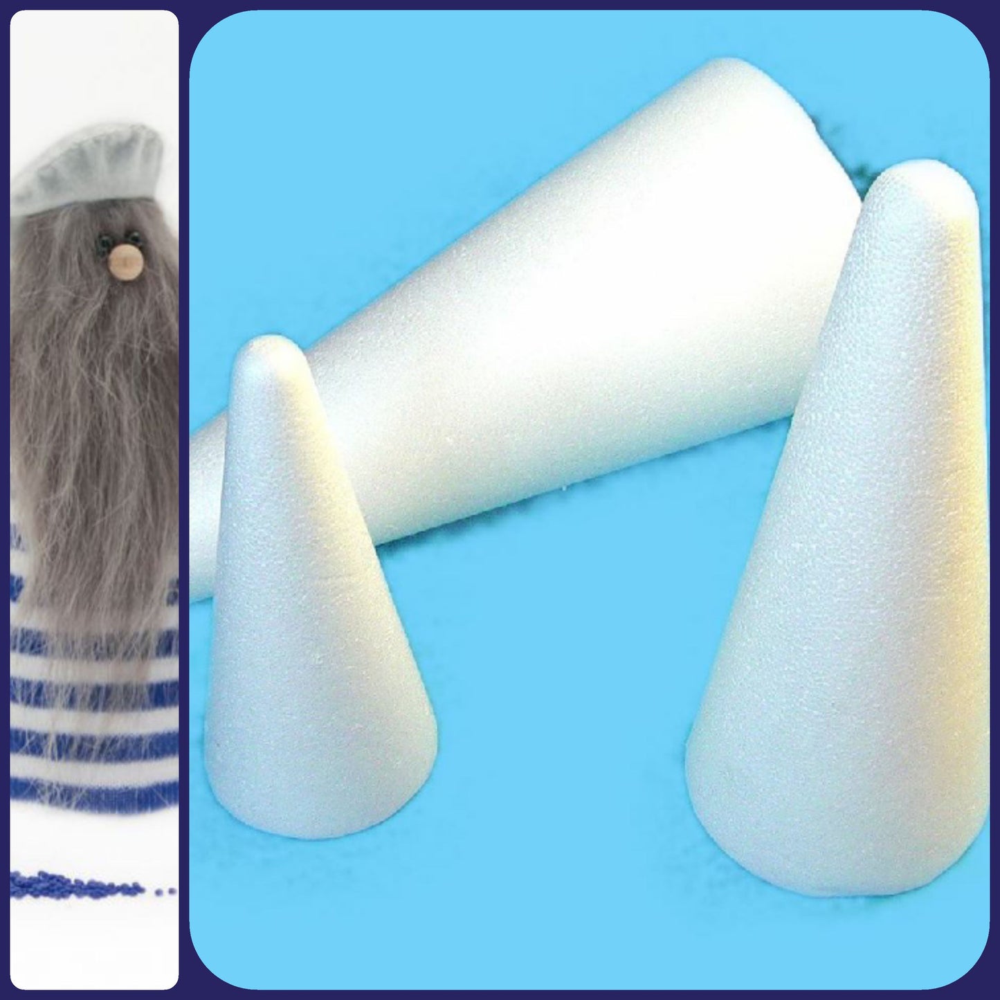 6.5-26 cm alberi polistirolo coni natale fai da te bambole di pupazzi folletti gnomi natalizi e marinai