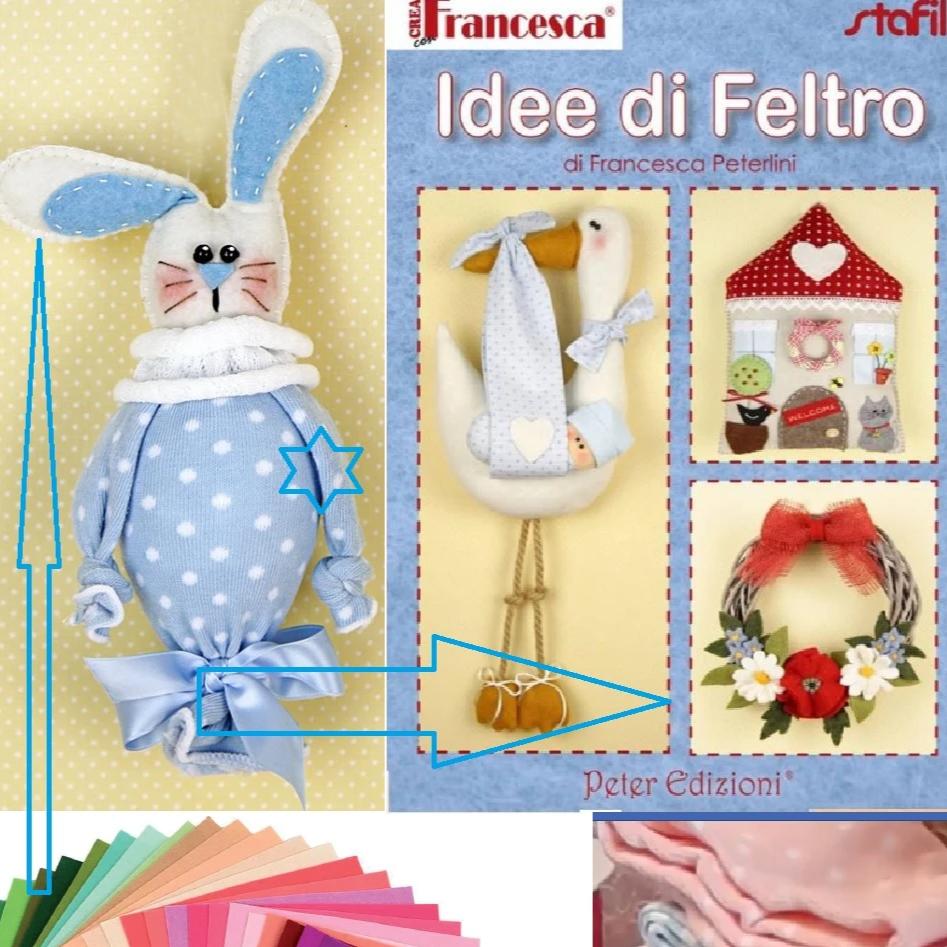 Bamboline kit feltro e pannolenci fai da te con libretto cartamodelli