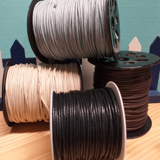 colori crema marrone azzurro nero vendita rotolo cordino cerato collane bigiotteria fai da te gioielli e Bijoux creazione lavorazione 2 mm