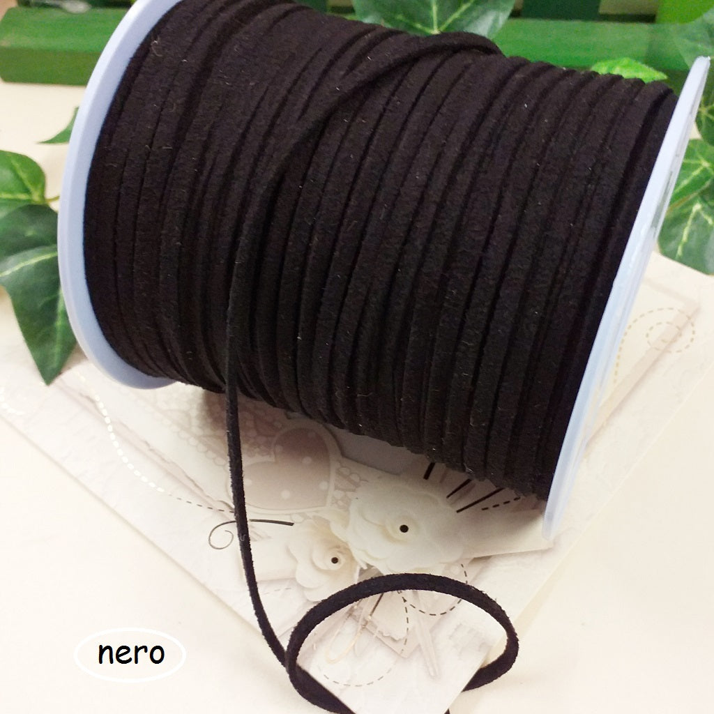 colore nero stringhe cinghie cordino piatto effetto camoscio lacci di piattina collane bracciali fai da te bigiotteria uso gioielleria di perle e perline