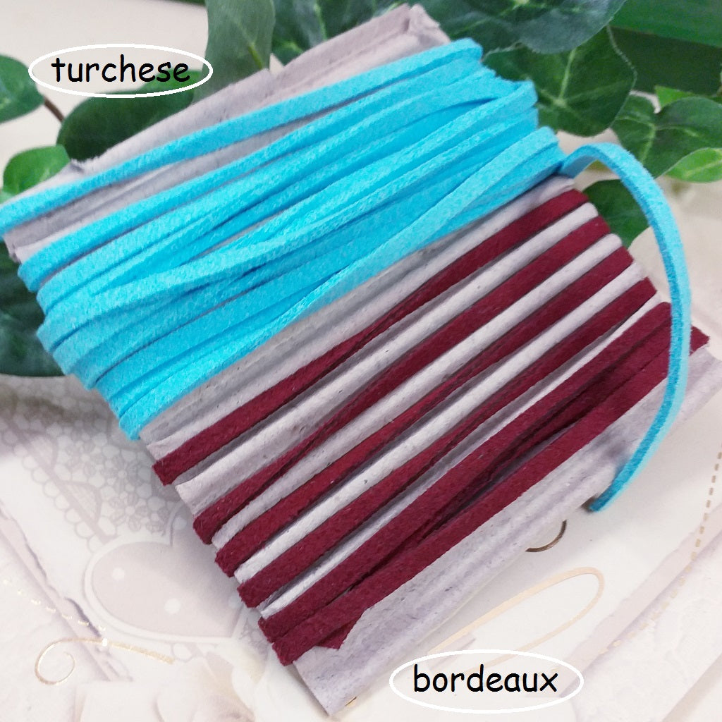 turchese bordeaux stringhe cinghie cordino piatto effetto camoscio lacci di piattina collane bracciali fai da te bigiotteria uso gioielleria di perle e perline
