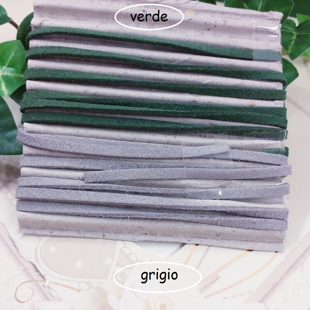 verde grigio stringhe cinghie cordino piatto effetto camoscio lacci di piattina collane bracciali fai da te bigiotteria uso gioielleria di perle e perline