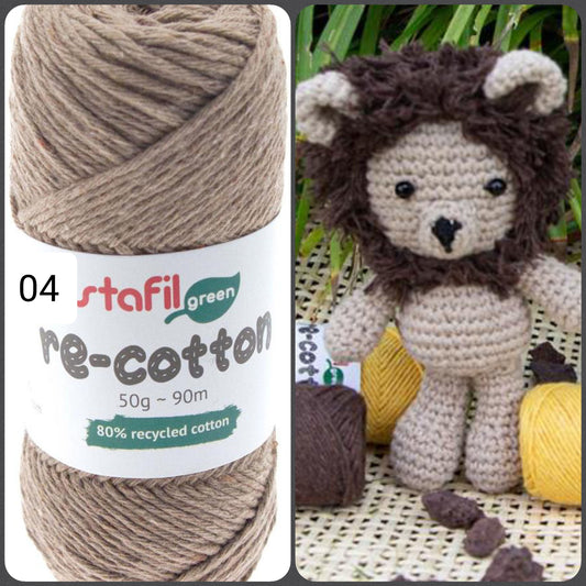 colore cammello e idee bambole di amigurumi leoncino con cotone riciclato re-cotton stafil green filato biologico ecologico ad uso uncinetto e lavori a maglia cestini tappeti