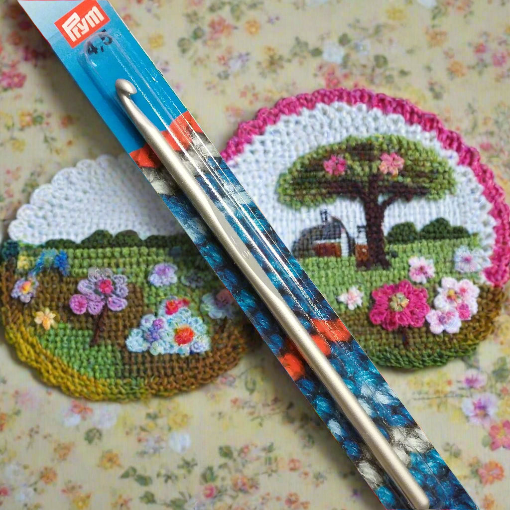 4.5 Prym ago con uncino crochet hook uncinetto alluminio per lana cotone lavori a maglia con filati di spessore medio