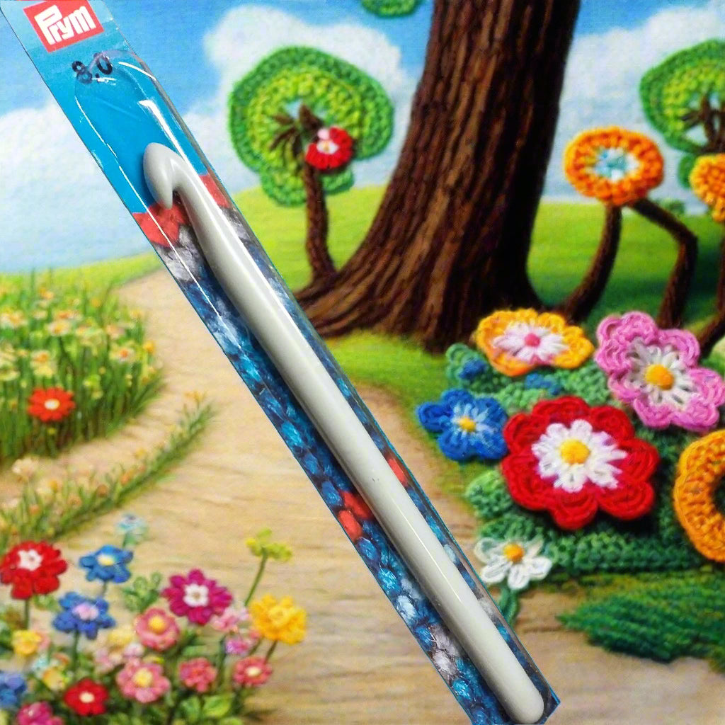 8.0 Prym ago con uncino crochet hook uncinetto plastica per lana cotone macramè lavori a maglia con filati grossi e fettuccia elasticizzata