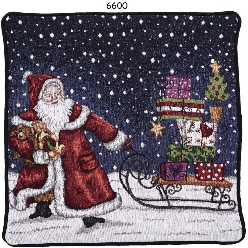 babbo slitta regali federa copricuscino natalizio gobelin idea regalo Natale originale packaging arredo casa per uomo e donna