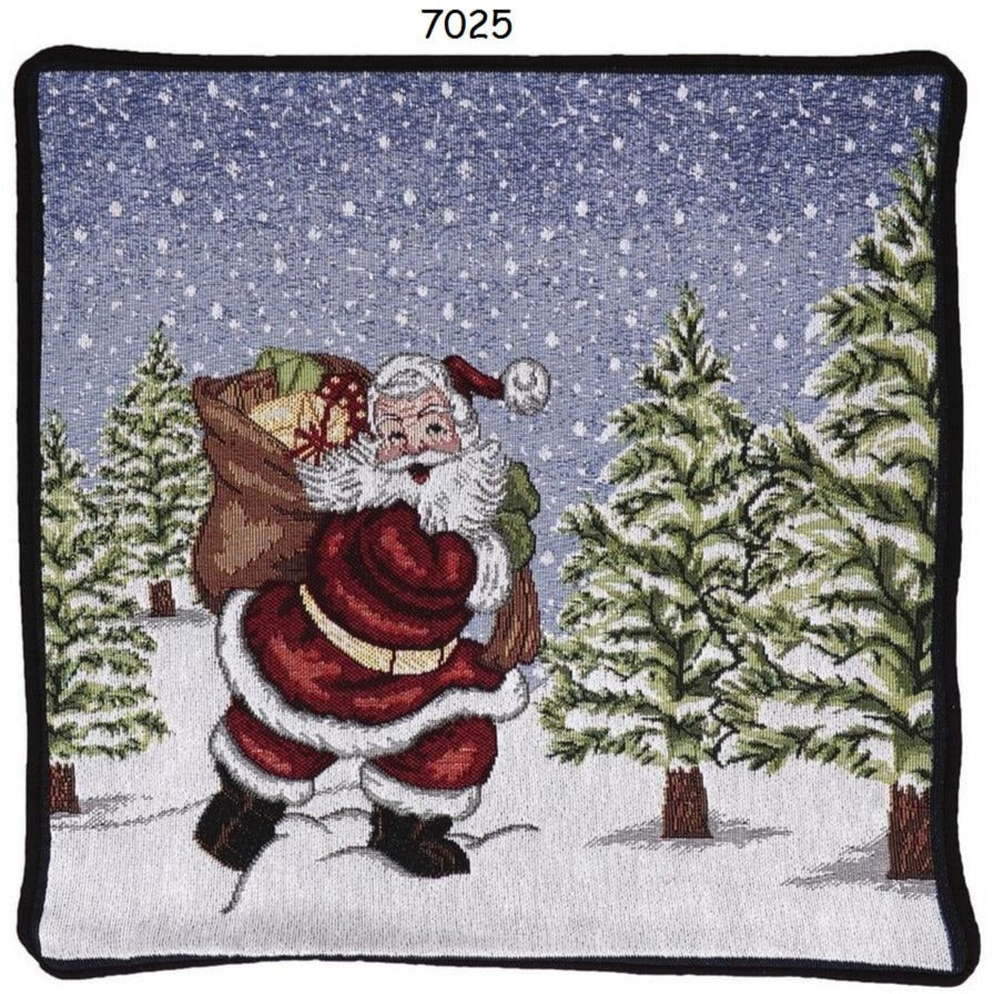 babbo in corsa con regali federa copricuscino natalizio gobelin idea regalo Natale originale packaging arredo casa per uomo e donna