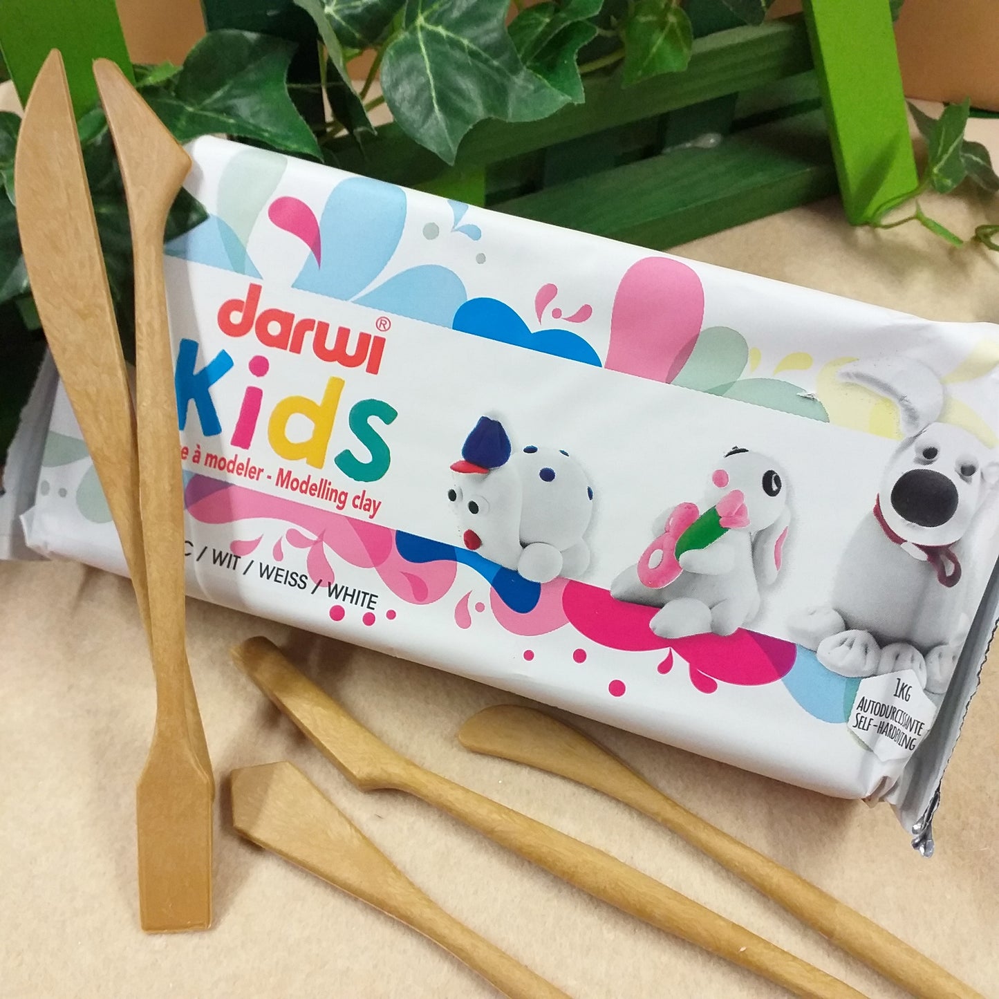 kit fai da te darwi kids bianco pasta modellabile senza cottura argilla di attività creative riabilitazione manuale e bambini lavoretti shop negozio vendita online polymer clay con spatole modellazione cani gatti