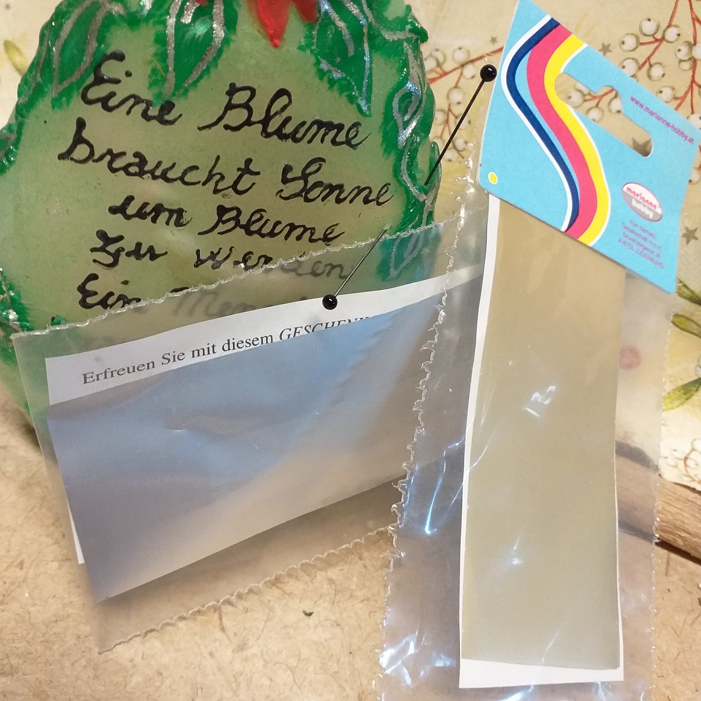 foglio trasferibile oro argento per scrivere su cera decorare candele Natale fai da te materiali accessori