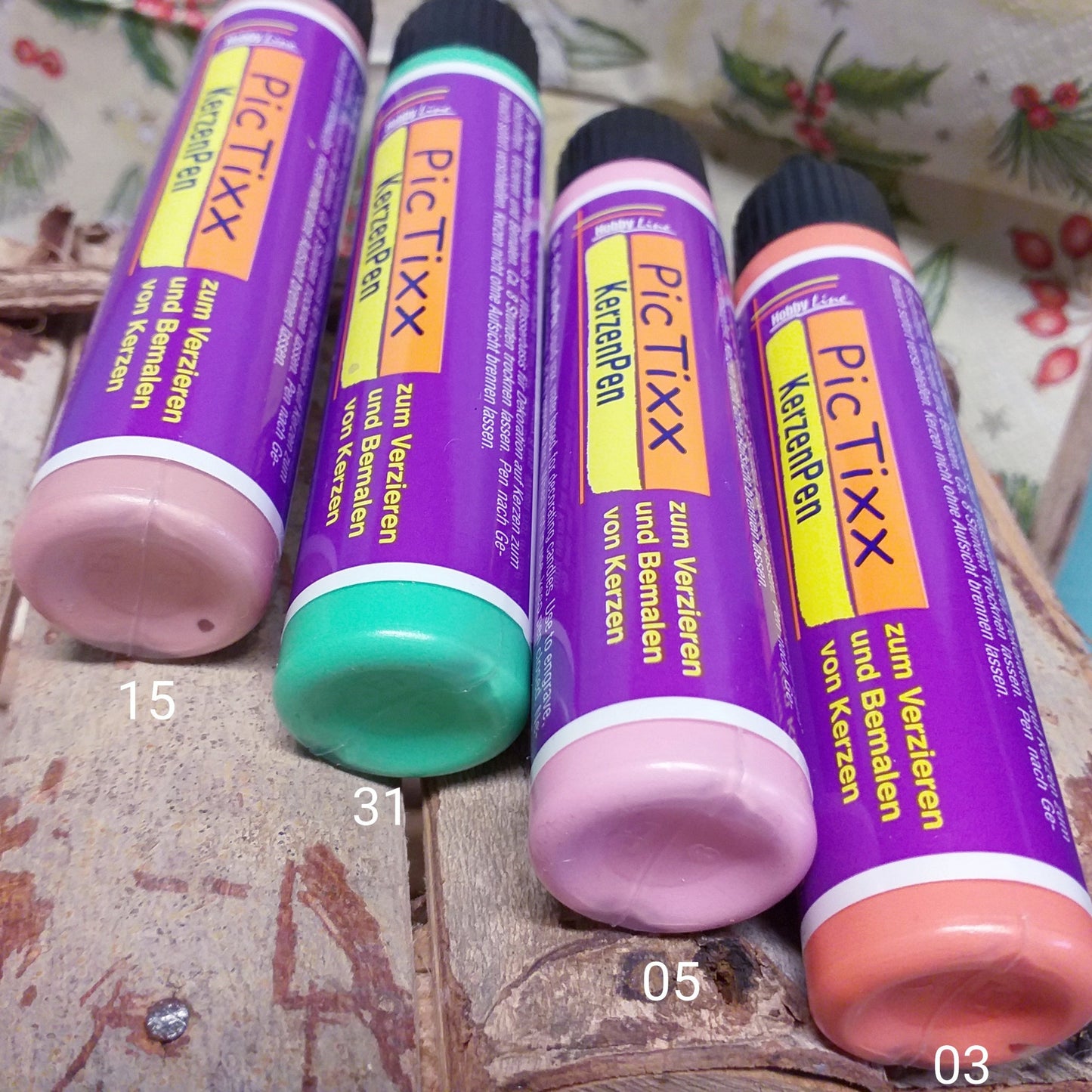penne di cera liquida colori PicTixx Stafil-Kreul Hobby Line decorare candele Natale fai da te materiali accessori decoupage tovaglioli per colorare dipingere pitturare ceri natalizi