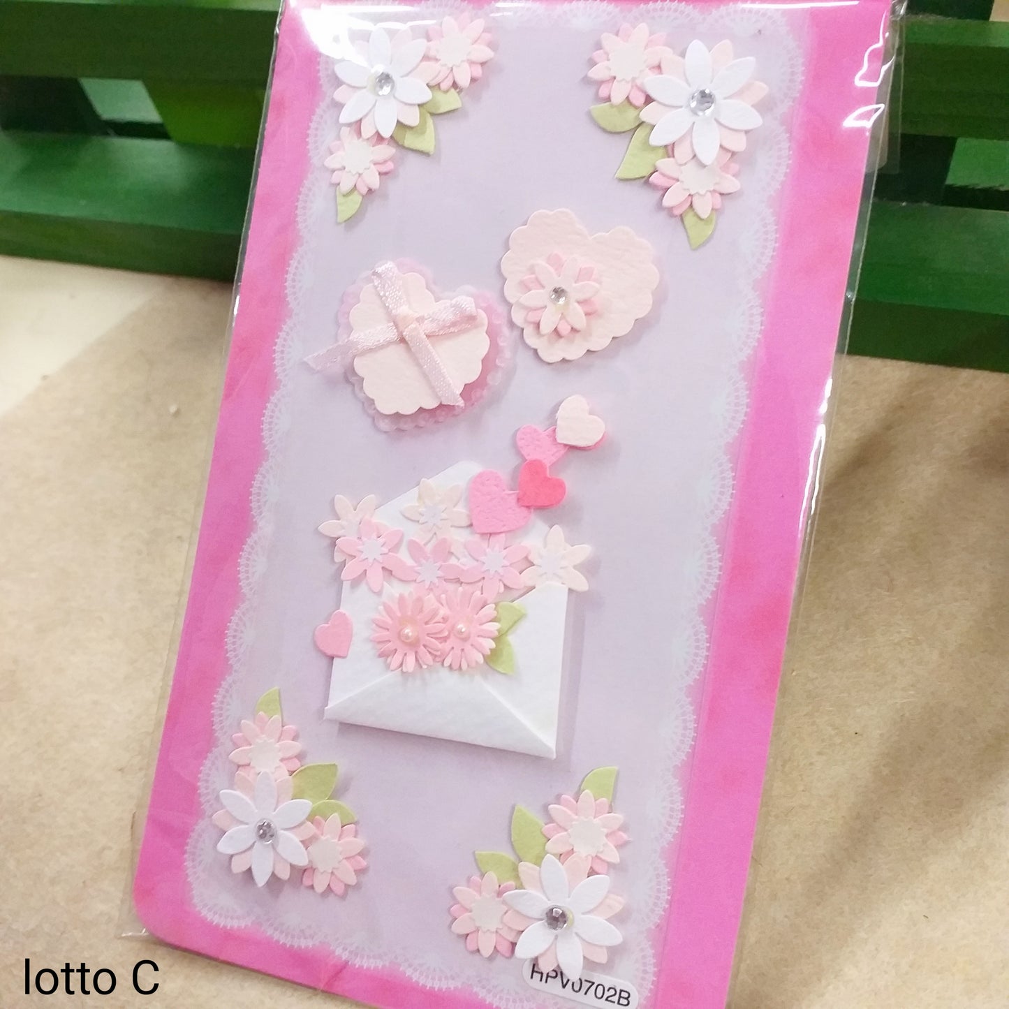 lotto C bustina fiorellini cuoricini decorazioni per biglietti auguri regalo matrimonio fai da te