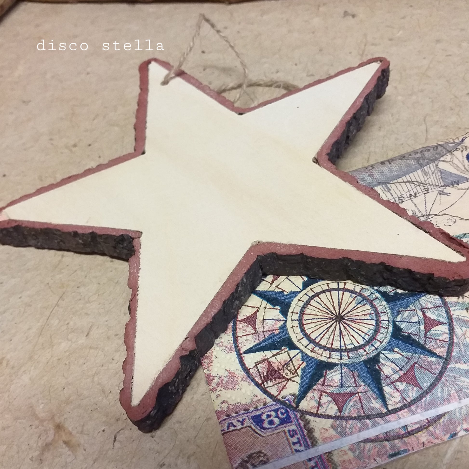 disco legno stella con corteccia grandi basi per decorazioni centrotavola composizioni uova pasquale e targhetta per chiavi home fuoriporta natalizio