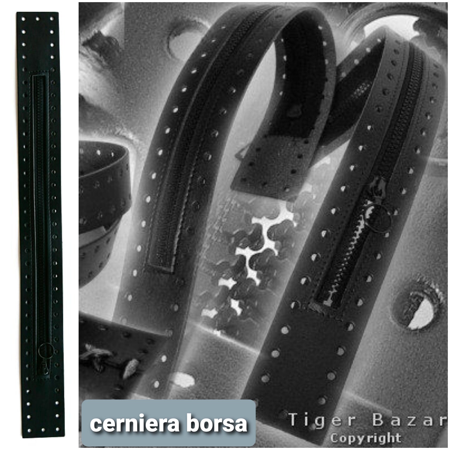 cerniere accessori con zip tiralampo fai da te borse uncinetto artigianali ecopelle con fori colore nero