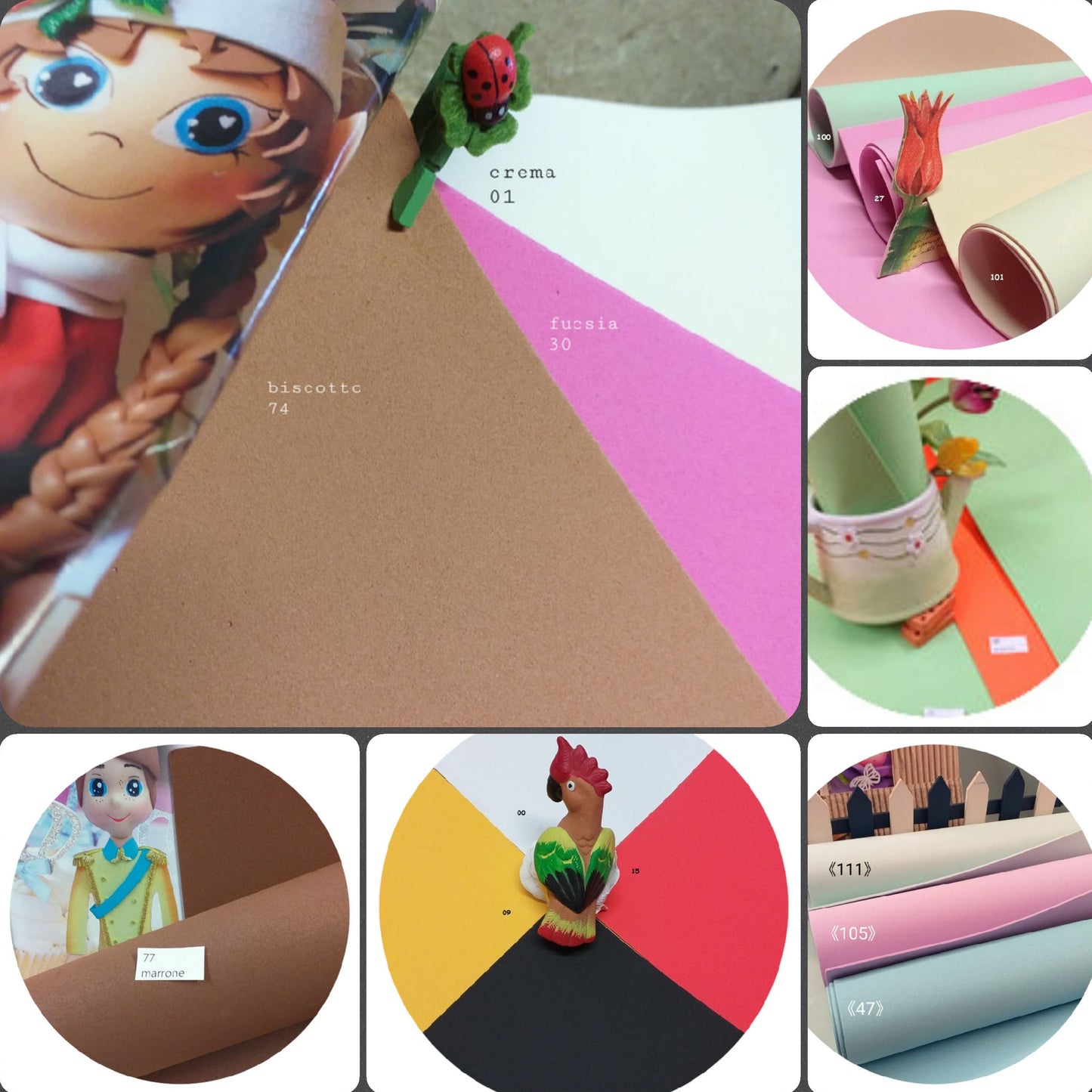 eva foam gomma crepla fommy 2 mm fogli 40 x 60 cm Stafil idea creazioni fiori e colori carta crepp bambole fai da te faccine visini composizioni floreali natale