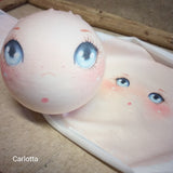 Carlotta faccine maglina visi tessuto stampato dipinto disegnato Renkalik bambole uso creare testine pigottine bamboline di stoffa angioletti natalizi di pezza