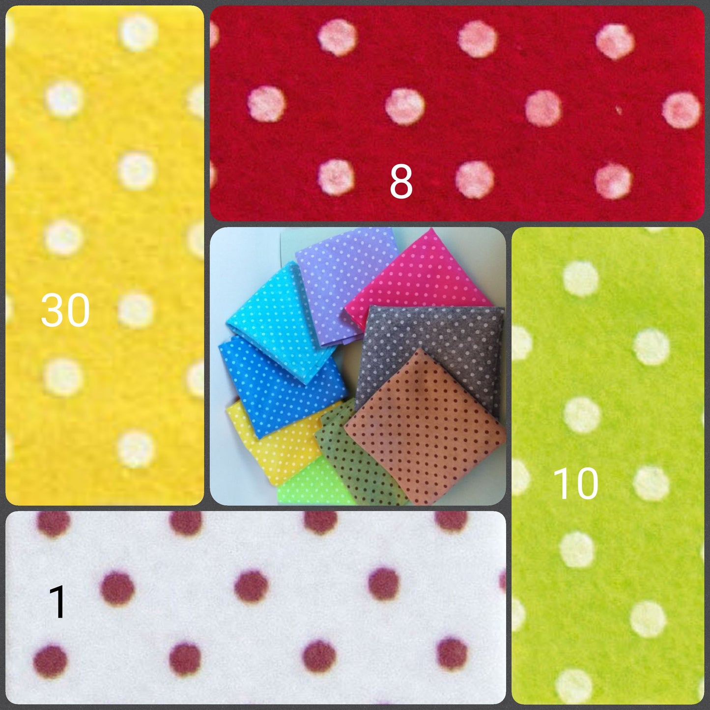 giallo pistacchio bianco rosso pannolenci colorato disegnato a pois fantasia stampato di feltro per lavoretti creativi con tessuti stoffe decorazioni natalizie