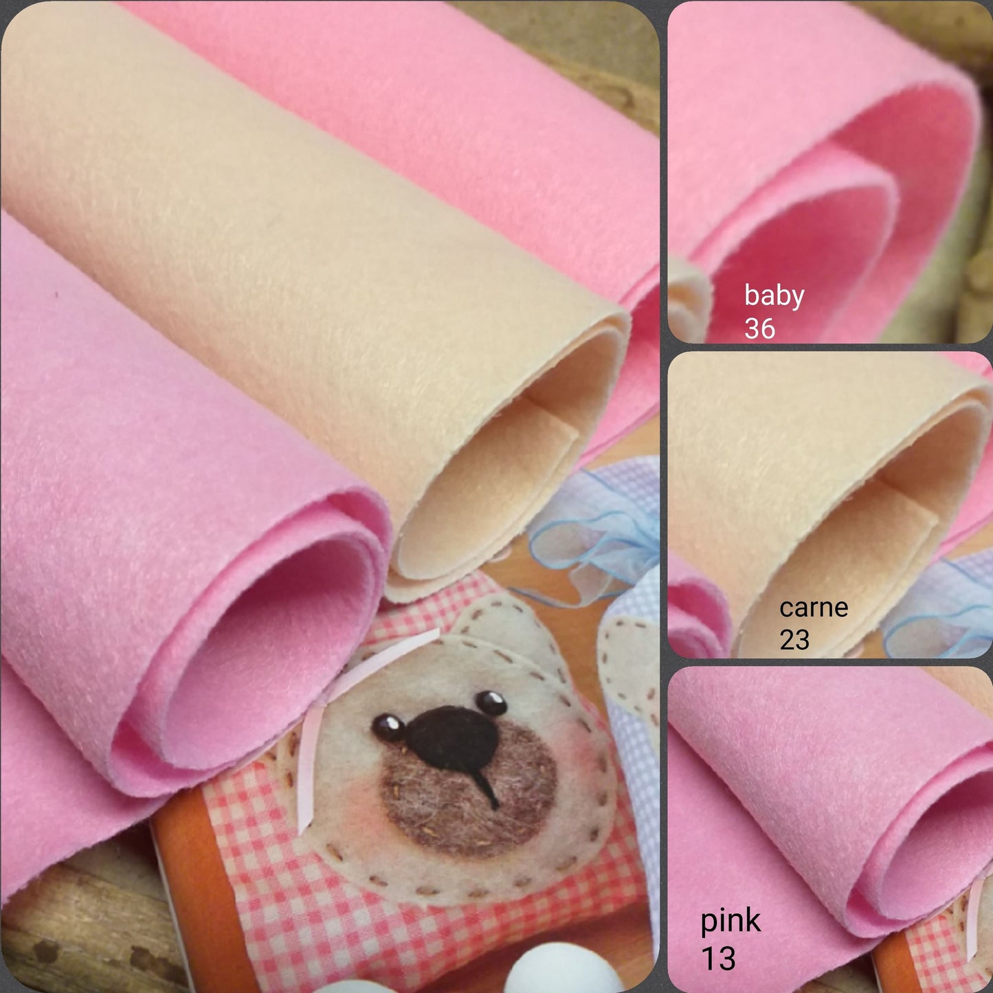 rosa pink baby tinta carne feltro pannolenci sottile 1 mm tessuto tinta unita uso per creazioni fiori lavoretti creativi bambini hobbistica addobbi natalizi decorazioni pasquali fiocco coccarda nascita fuoriporta corredino bimbe