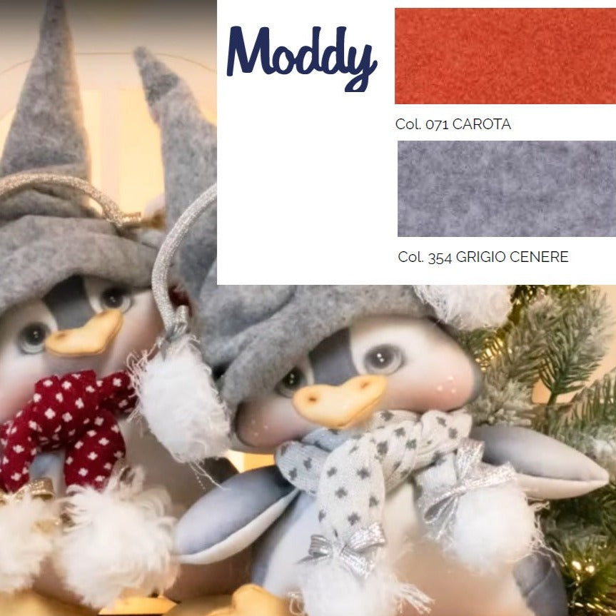 arancio carota grigio cenere bambola di pupazzo Renkalik Armando pinguino presenta feltro modellabile stoffa tessuto termoformabile per tecnica stampi fiori Natale