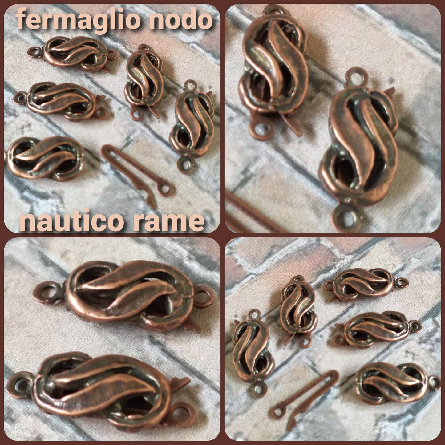 nodo nautico fermagli ganci kit minuterie metalliche rame chiusure fili cordoncino cordini collane bracciali