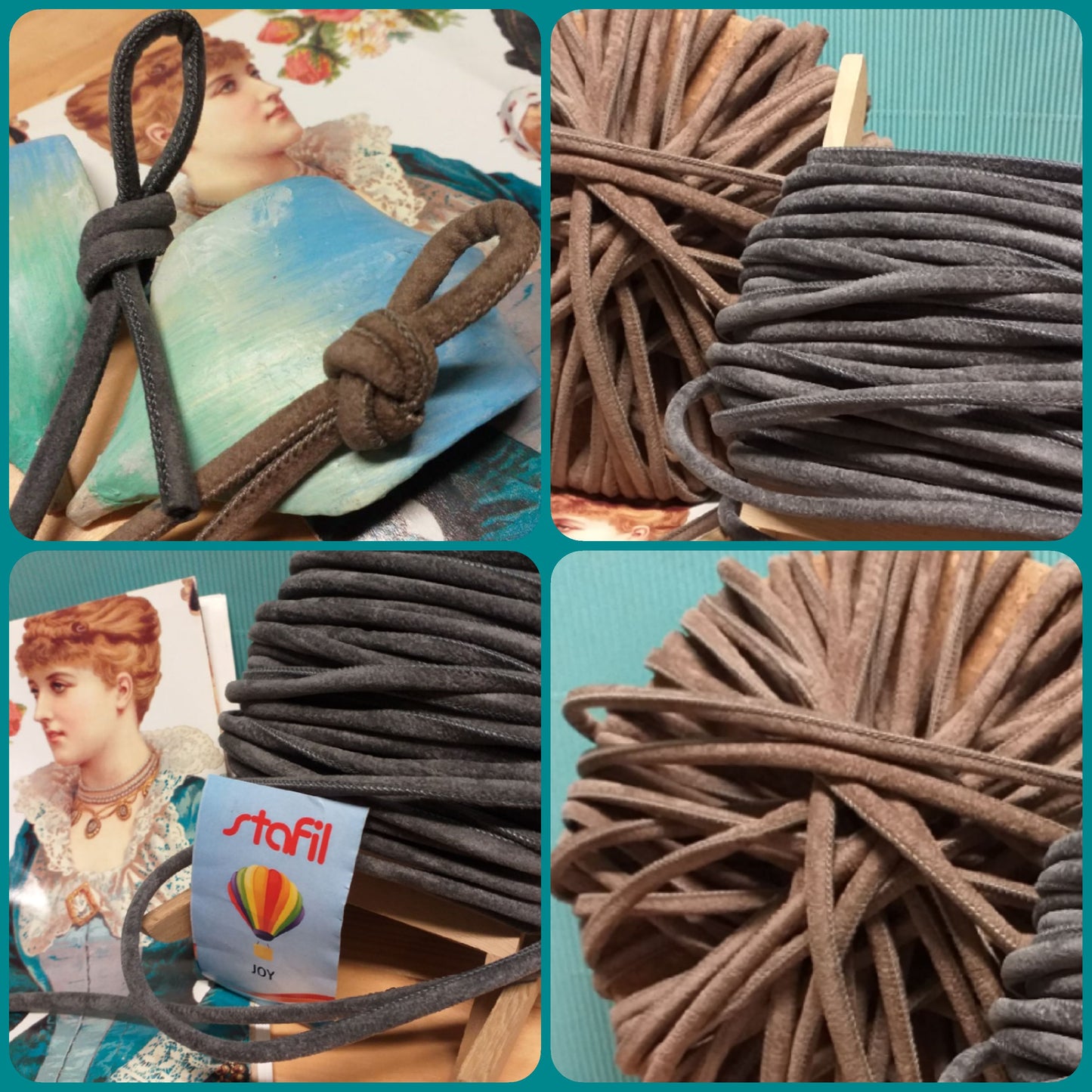 nocciola grigio fettuccia tubolare scamosciato bigiotteria Joy cordino laccio cucito effetto camoscio per collana gioielleria con ciondolo charms bambole fai da te