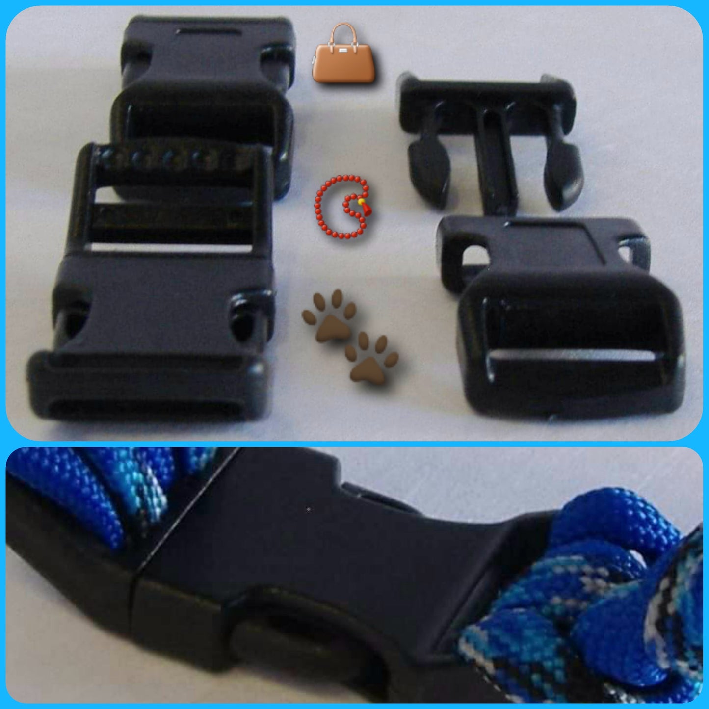 Fibbie di plastica chiusure a scatto colore nero per pace paracord bracciali collare cane borse