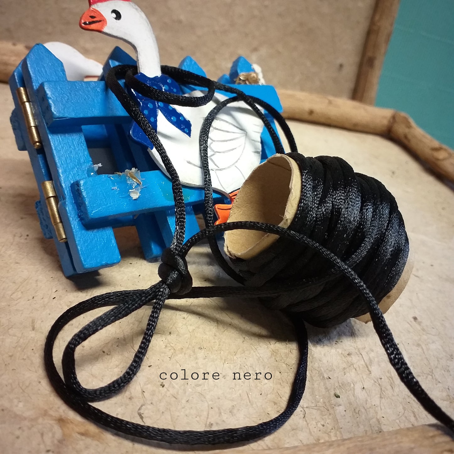 colore nero cordoncino sintetico poliestere corda filo in coda di topo per collane spago uso cordino per perline bigiotteria bijoux collane bracciali gioielli uncinetto macramè tessitura borse