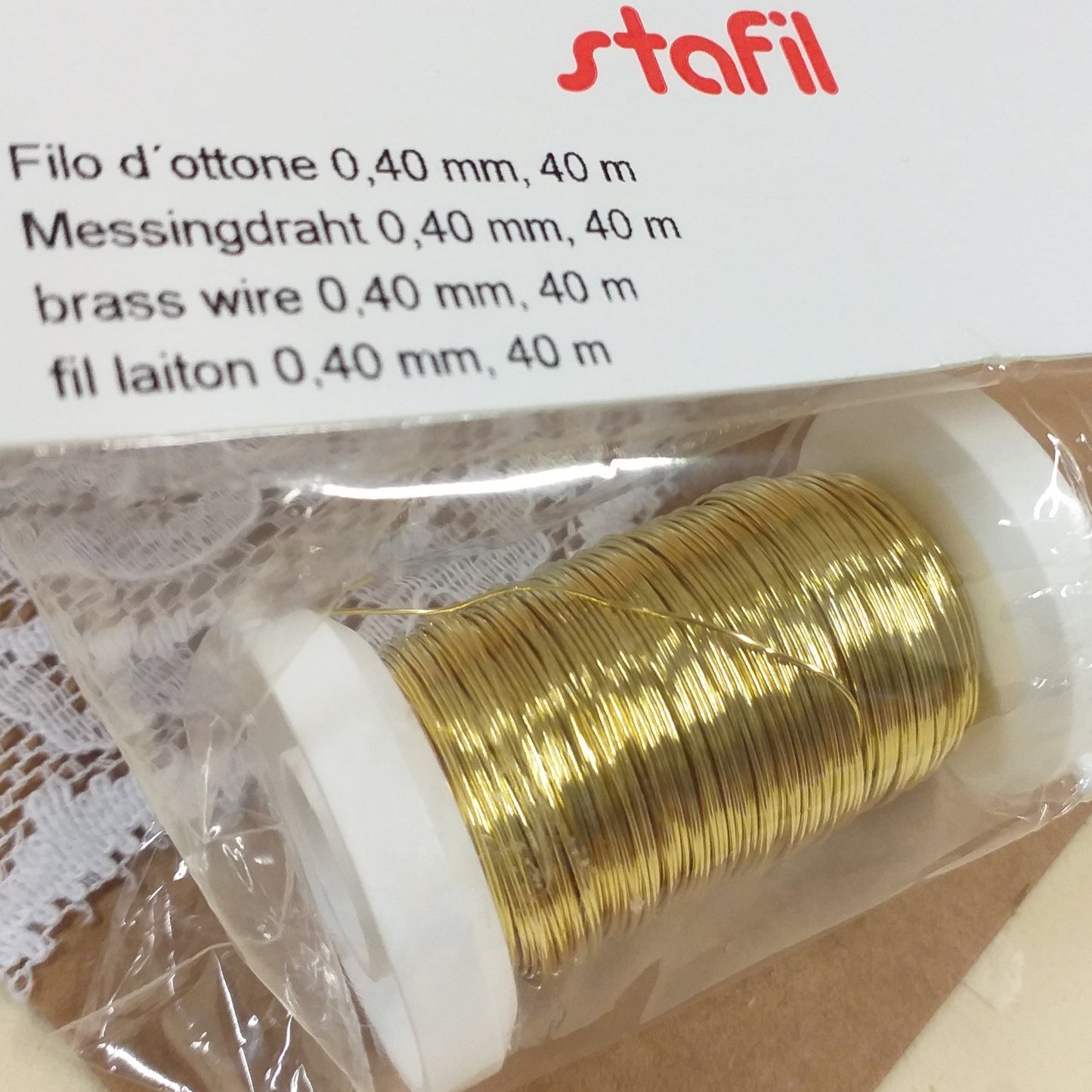 brass wire messing draht 0.40 mm 40 metri rotolo bobina filo dorato ottone Stafil Marianne hobby uso creare fiori alberi hobby creativi lavoretti perline bonsai hobbistica floral wire perle