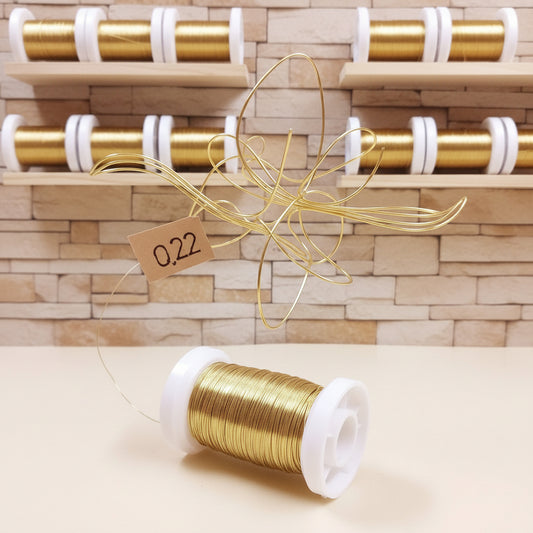 0.22 mm spessore filo dorato ottone Stafil Marianne hobby uso creare fiori alberi hobby creativi lavoretti bonsai hobbistica floral wire perle natale fioristi packaging