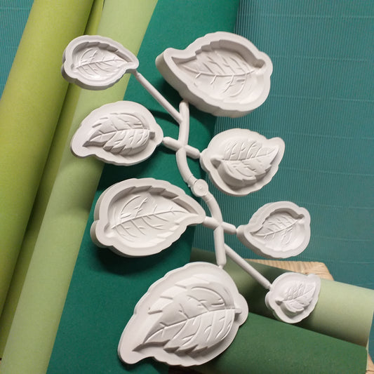 kit con stampi per foglie fiori orchidea fogli gomma crepla 1 mm verde muschio salvia pistacchio