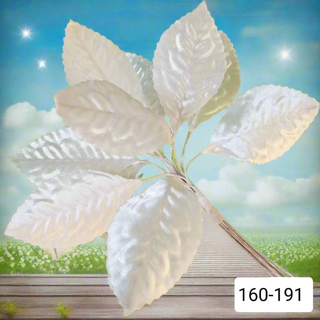 foglie di stoffa bianca fai da te fiori rose bomboniere articoli per fioristi e fiorai decorazioni hobby perline botanica confezioni segnaposto Natale