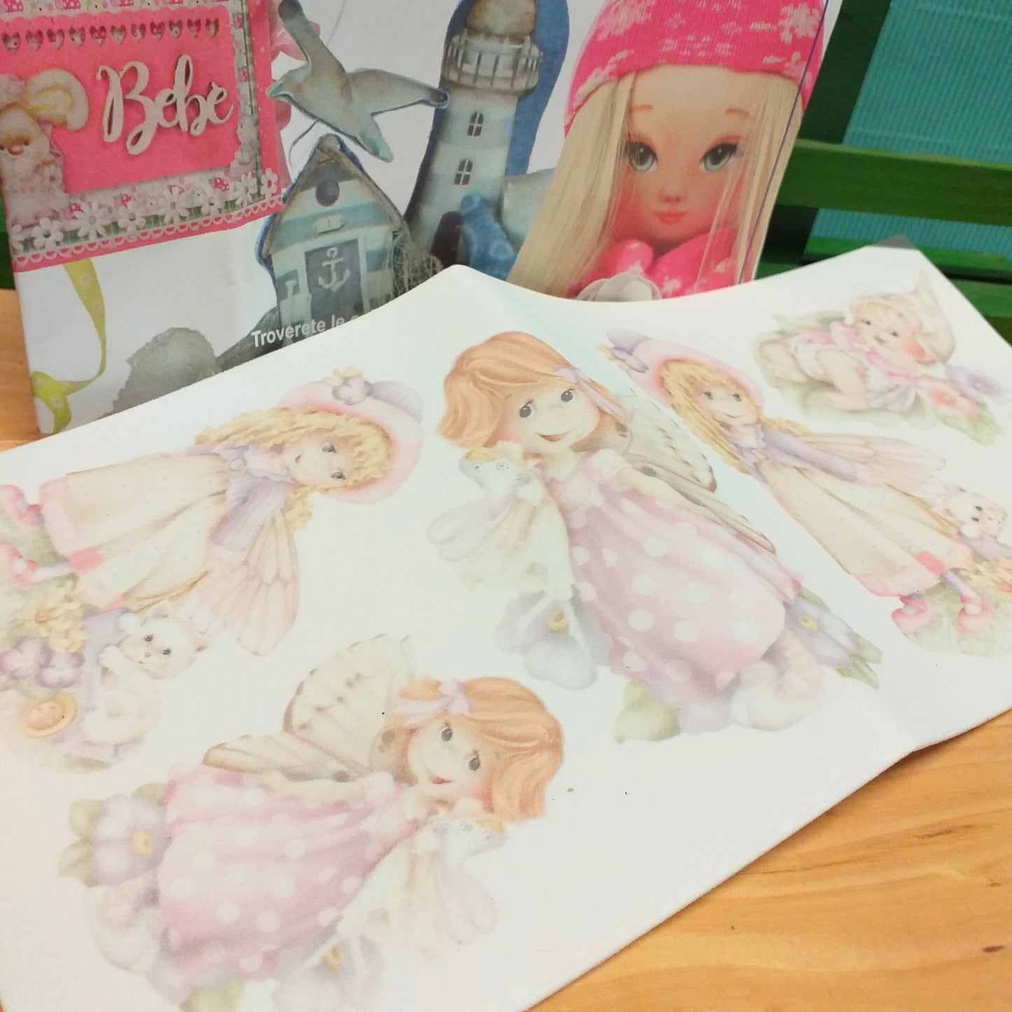 fommy deco Renkalik gomma eva carta crepla stampata faccine visi bambole visetti bebè folletti idee lavoretti bambini baby album tema mare