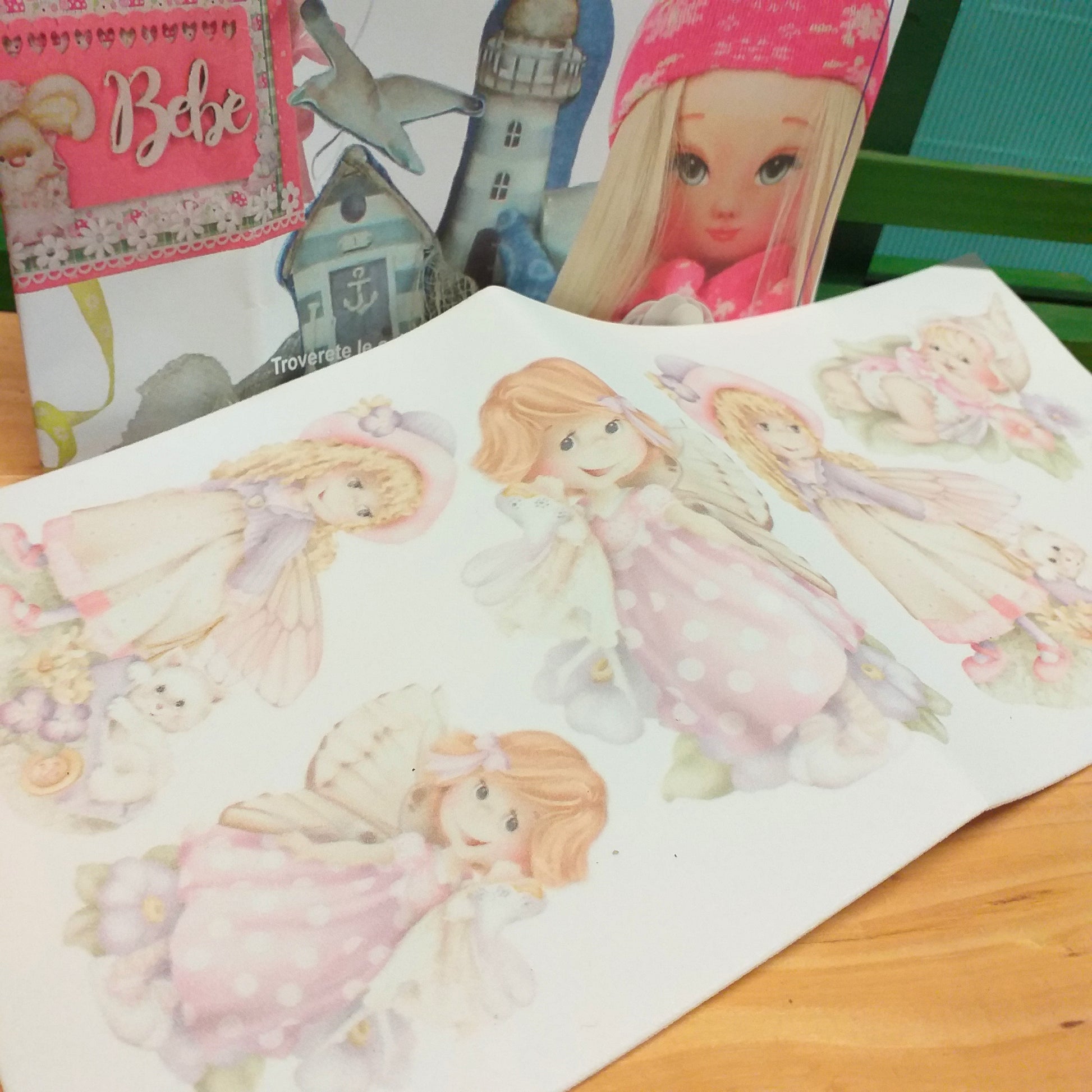 fommy deco Renkalik gomma eva carta crepla stampata faccine visi bambole visetti bebè folletti idee lavoretti bambini baby album tema mare