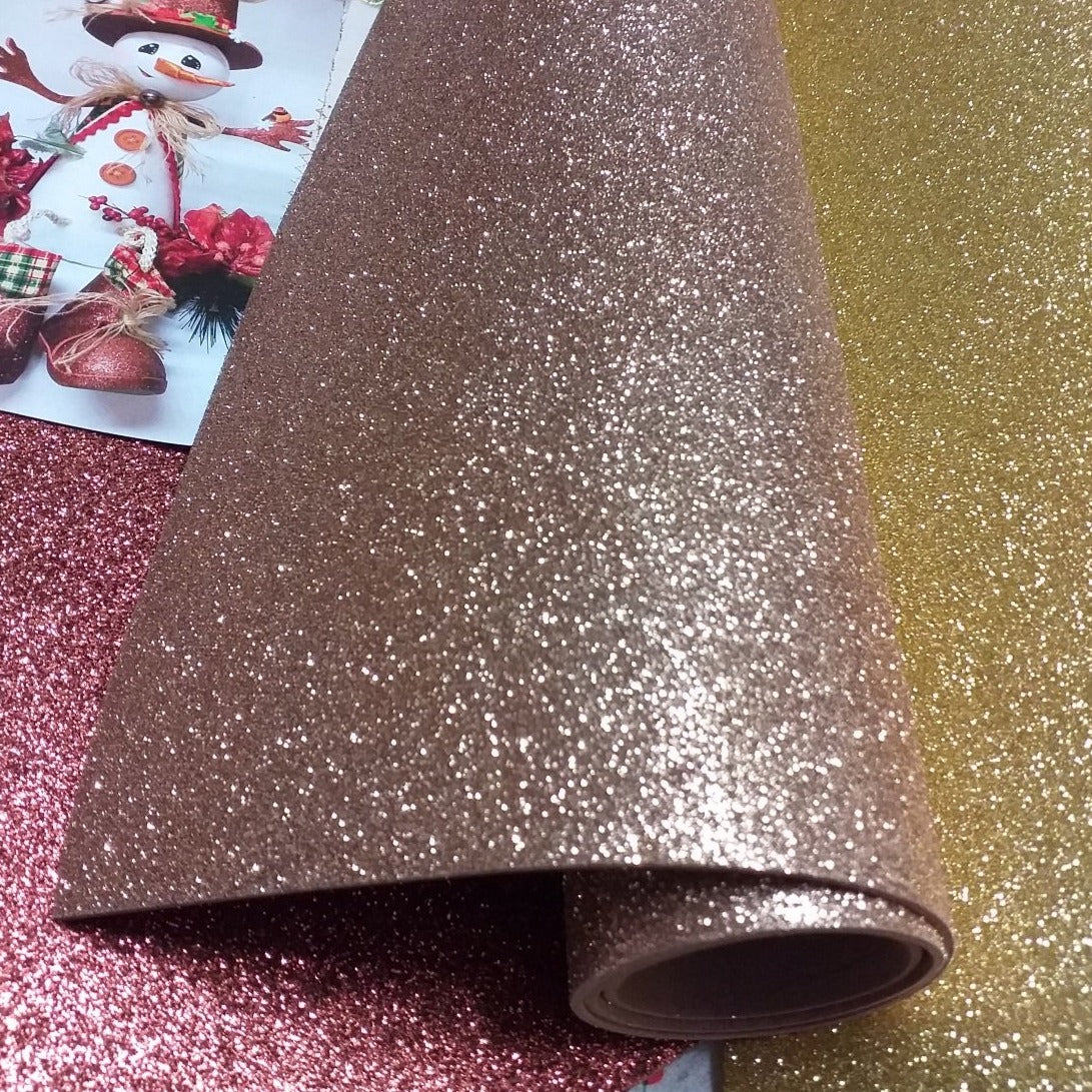 marrone oro rame gomma crepla brillantinata fommy glitter con brillantini iridescenti colori foglio 40 x 60 cm e idea creare pupazzo di neve creazione fai da te lavoretti natale bambini