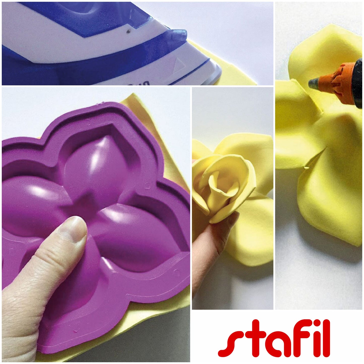 Come creare rose di fommy sottile 1 mm soft gomma Eva carta crepla con stampi e ferro da stiro foam mousse tuorlo giallo