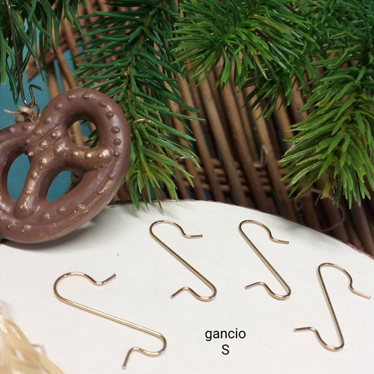 ganci per sfere palline decorazioni addobbi da appendere albero di Natale e forme oggetti uova polistirolo appendini ferro ottone forma S