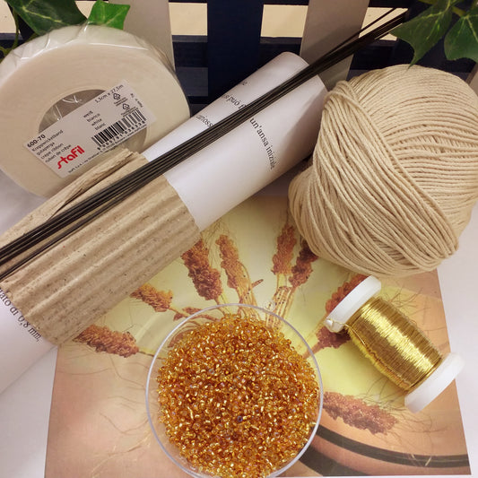 Spighe di perline di vetro Hobby kit lavorazione conteria rocailles con fili guttaperca spiegazioni foto tutorial