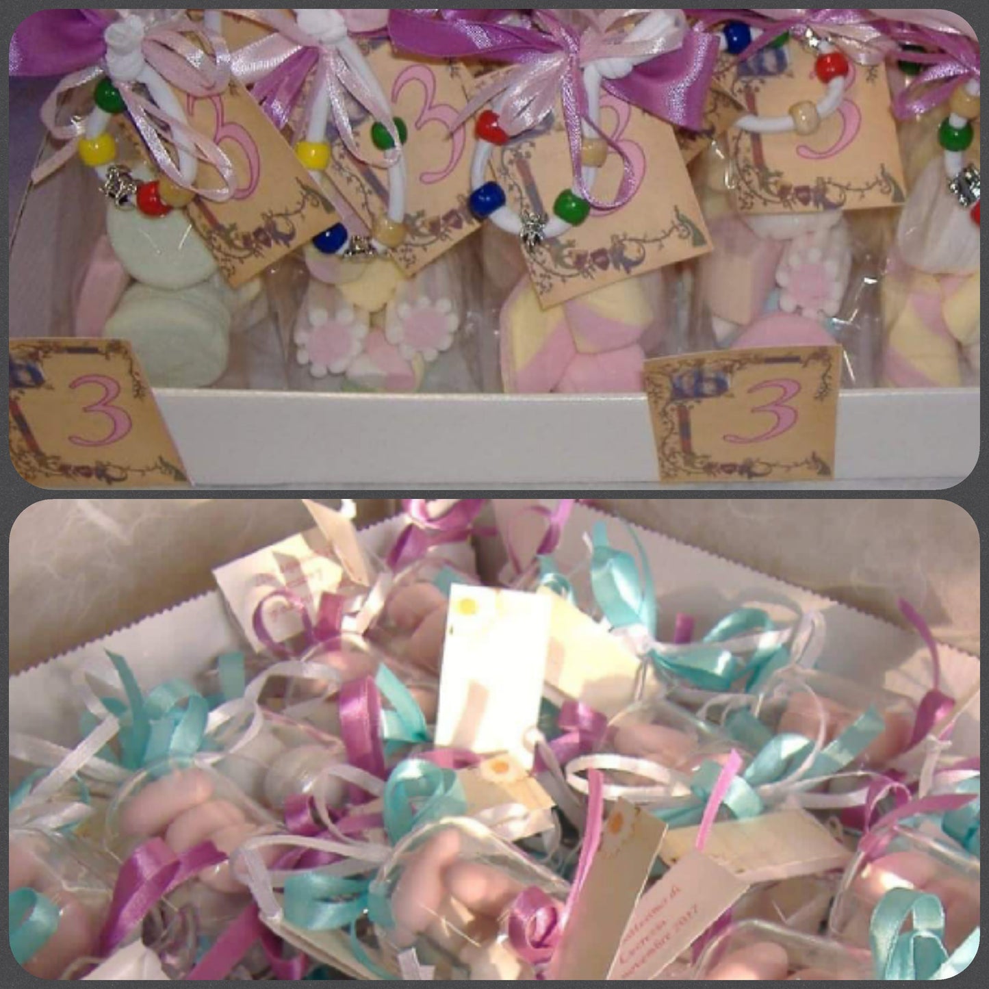 idee confezioni regalo porta bomboniere cesti bianchi vassoi scatole senza coperchio decorazioni terzo compleanno packaging confetti caramelle marshmallow pasticceria enogastronomia