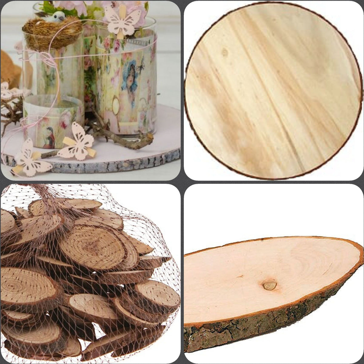 Dischi legno per decorazioni composizioni basi centrotavola