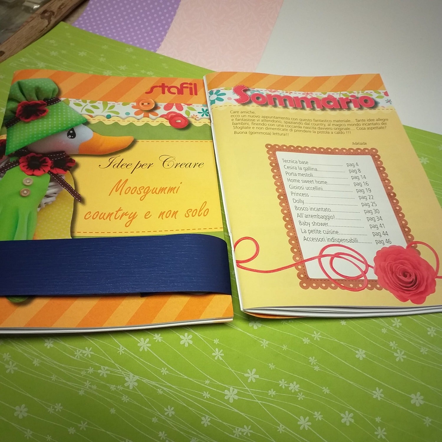 sommario elenco creazioni bambole accessori tecnica base di Idee per creare Moosgummi country e non solo Stafil cartamodelli schemi spiegazioni tutorial fotografici kit fommy gomma crepla stampata fantasia tinta unita creare bambolina