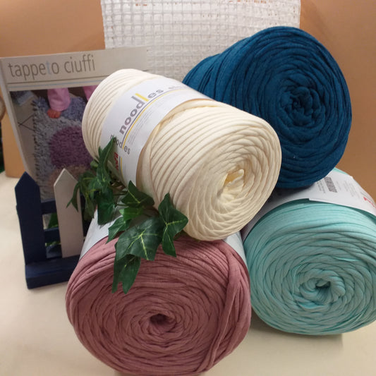 kit fettuccia uncinetto tappeto cuscini cotone elasticizzata Noodles Stafil con manuale schemi rete canvas canovaccio di plastica a quadretti