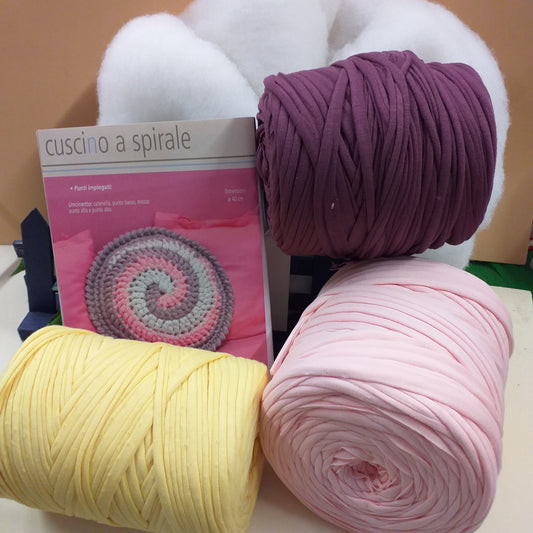 kit fettuccia per uncinetto imbottitura filato elasticizzato di cotone schemi manuale cuscino a spirale