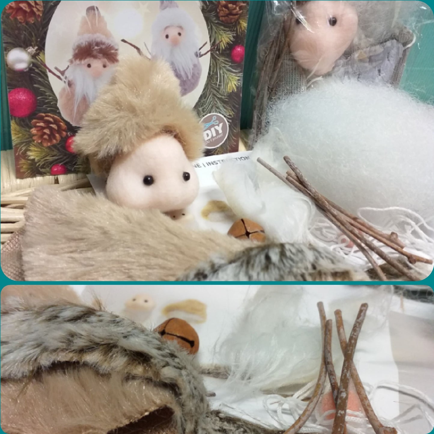 creare gnomi con tubolari maglina feltro pannolenci peluche mini di Kit lavoretti creativi Natale occorrente spiegazioni do it yourself Christmas set