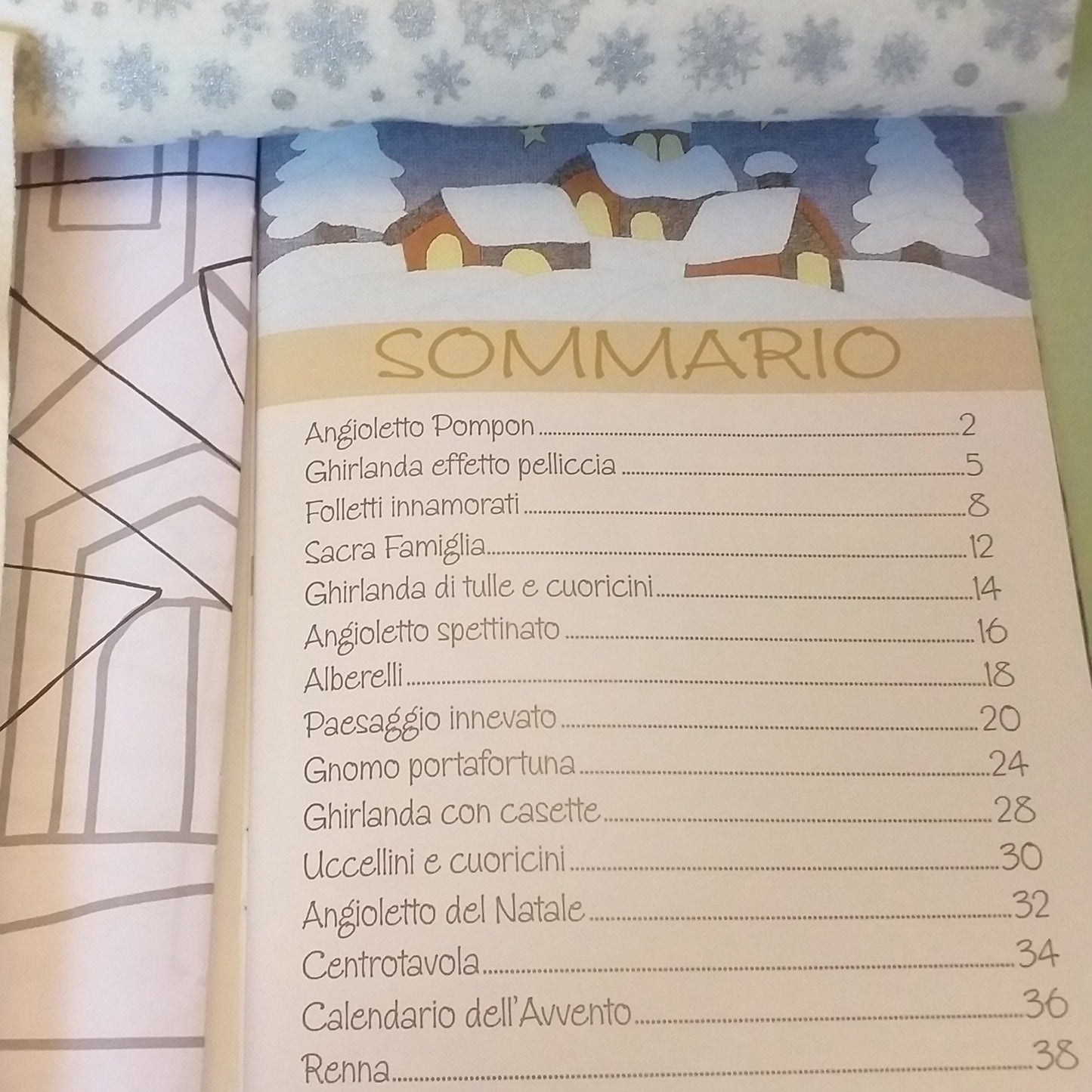 kit pannolenci stampato natalizio fiocco di neve bianco cartamodelli spiegazioni libretto lavoretti di Natale gnomi sommario angioletto ghirlanda centrotavola