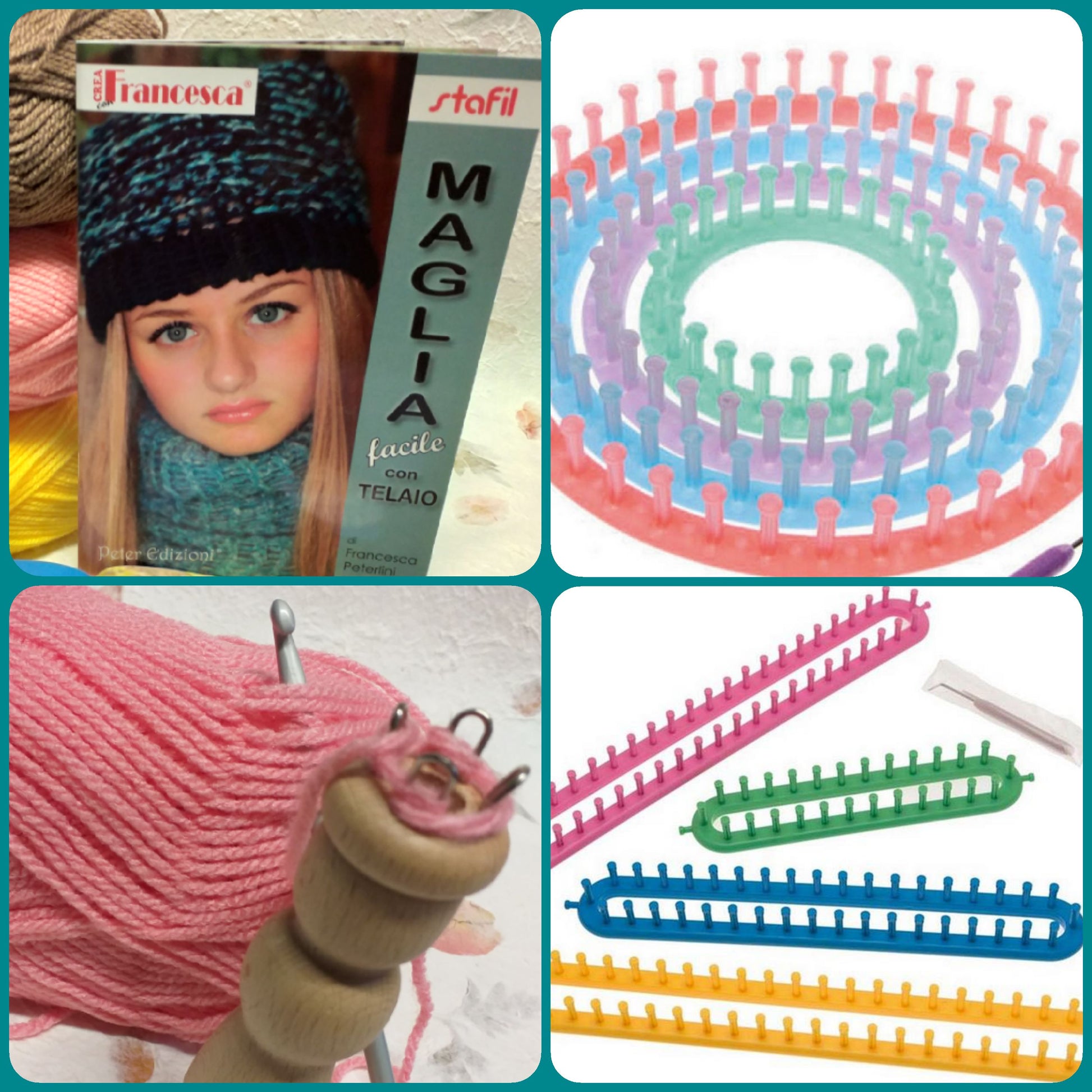 kit telaio maglia circolare rettangolare tricotin set ago ferro curvo libro creativo maglieria facile lana schemi berretto calze scaldacollo