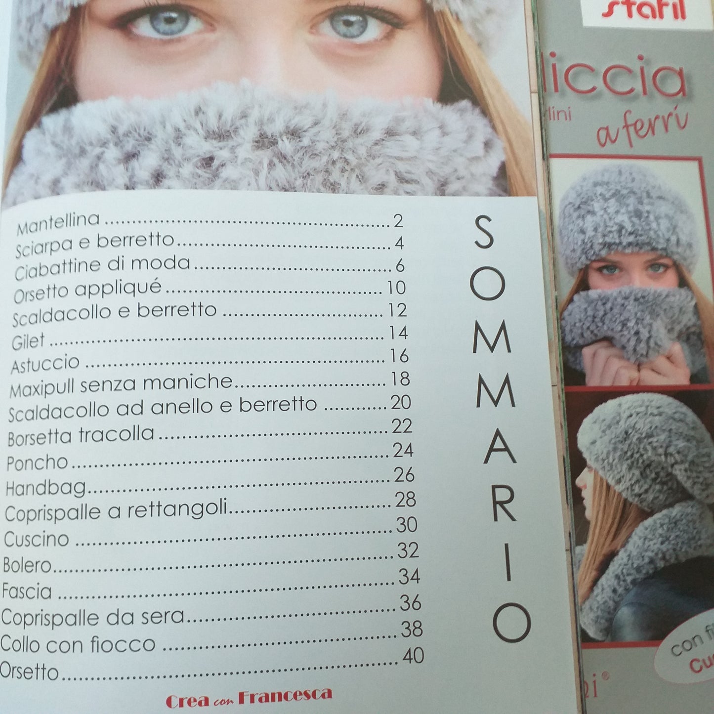 Sommario manuale cuddly lana effetto pelliccia crea con francesca idee lavori gilet scaldacollo berretto coprispalle borsetta