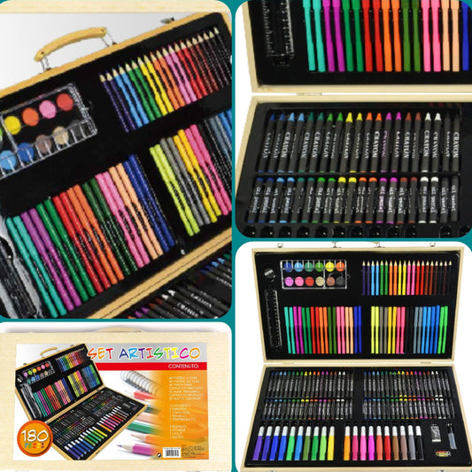 set valigetta artistica pennarelli acquarelli pastelli gomma righello 180 pezzi per lavoretti bambini creativi facili semplici creazioni con cartoncino biglietti